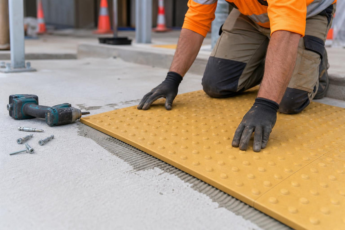 Tactile Panels on Concrete: Adhesive & Mechanical Fixing